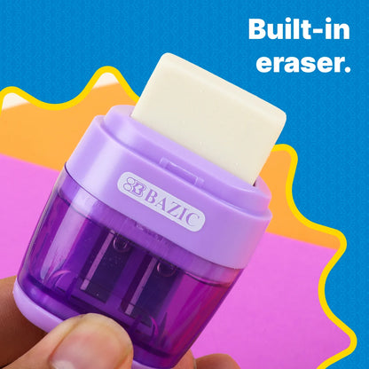 BAZIC Mila Dual Hole Sharpener w/ Square Receptacle + Eraser
