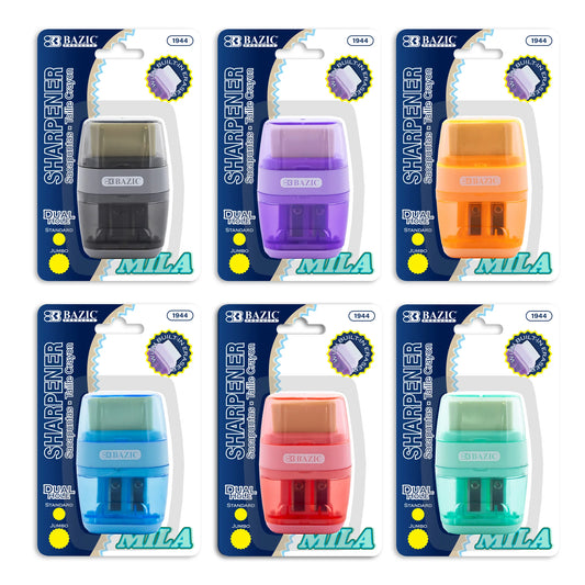 BAZIC Mila Dual Hole Sharpener w/ Square Receptacle + Eraser