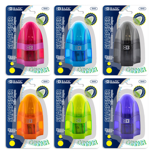 BAZIC Connor Dual Hole Sharpener w/ Receptacle + Eraser