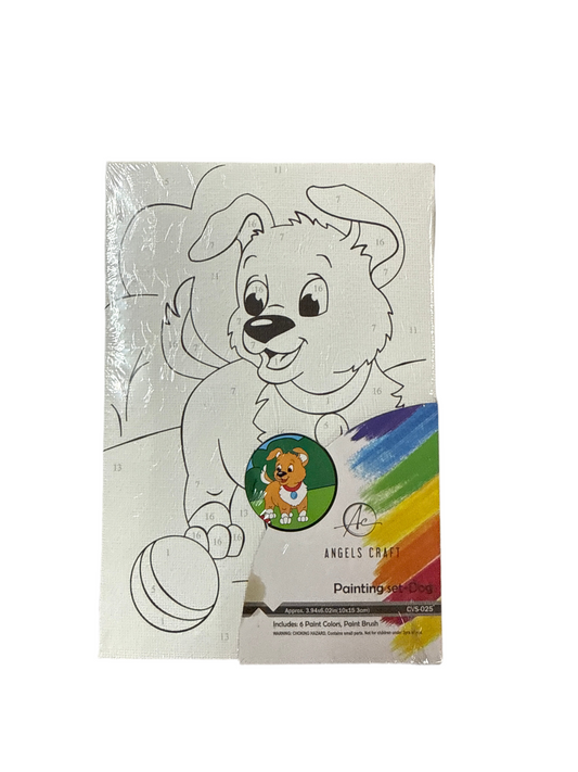 CANVAS PAINTING SET-DOG 6 COLORS 1 BRUSH