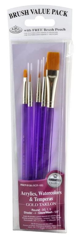 Golden Taklon Variety Brush Set Pkg. 5