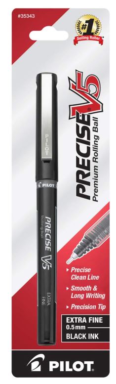 Precise V5 Rolling Ball Stick Pens 0.5 mm Extra Fine Point Black Ink