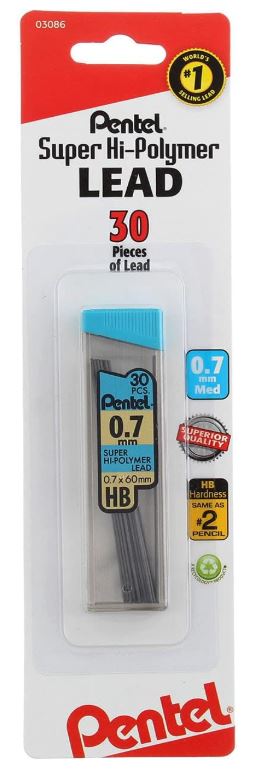 Super Hi-Polymer Lead Refill 0.7 mm Medium HB 30 Leads