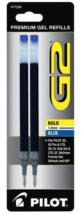 G2 Refills for Gel Ink Bold Point 1.0 mm Blue Ink Pkg. 2