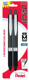 Oh! Gel Retractable Gel Pen 0.7mm Medium Black Pkg. 2