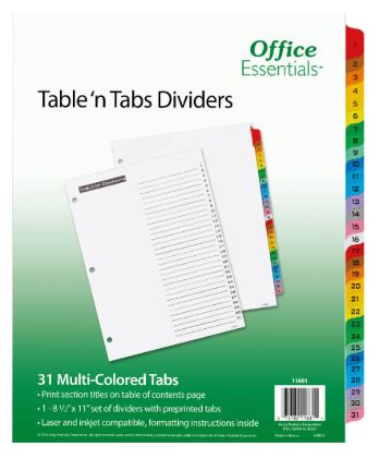 Table 'n Tabs Dividers Multi-Color 1-31 Tab Pkg. 31