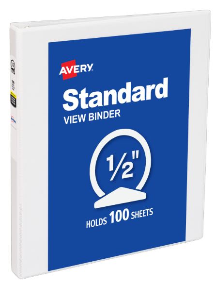 View Binder 1/2" Round Ring White