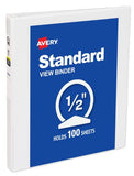 View Binder 1/2" Round Ring White