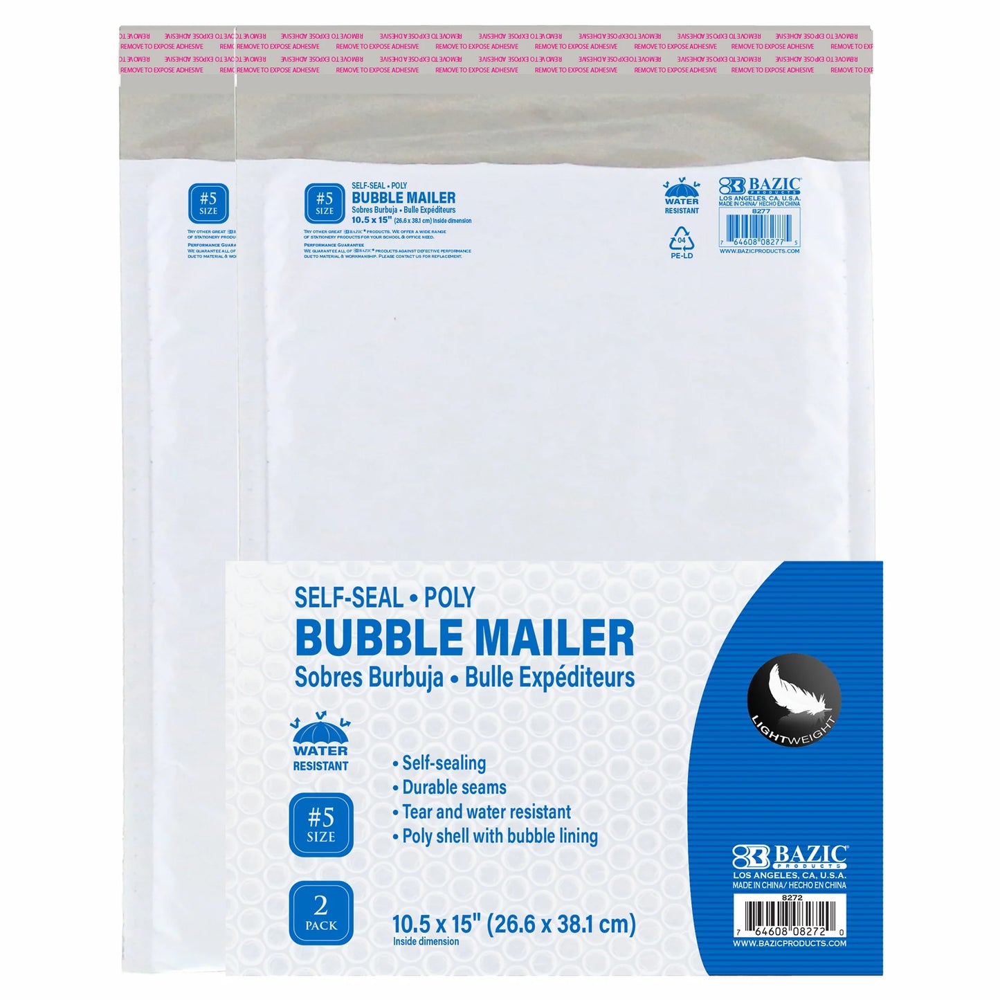 10.5X15 POLY BUBBLE MAILER 2\PACK