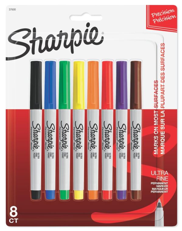 Sharpie Permanent Markers Ultra Fine Tip Assorted Color Pkg. 8