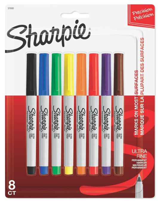 Sharpie Permanent Markers Ultra Fine Tip Assorted Color Pkg. 8