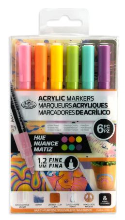 Acrylic 1.2 mm Hue Markers Pkg. 6
