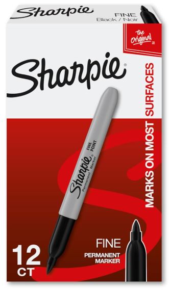 Sharpie Permanent Markers Fine Black Cj. 12
