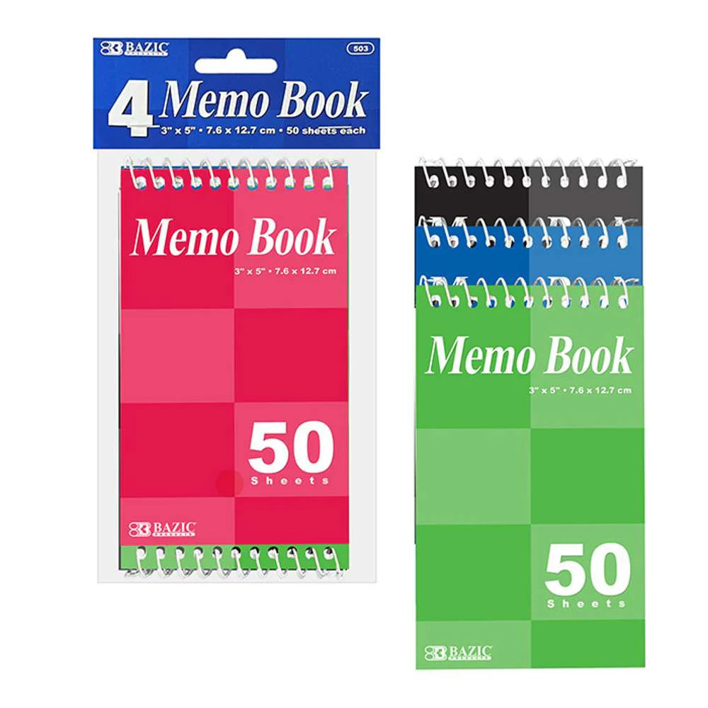 SPIRAL MEMO BOOK 50CT 3"X5" PQ.4