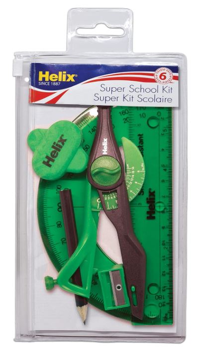 Helix Super School Kit Measuring Dimensions Assorted Colors 7 PCS