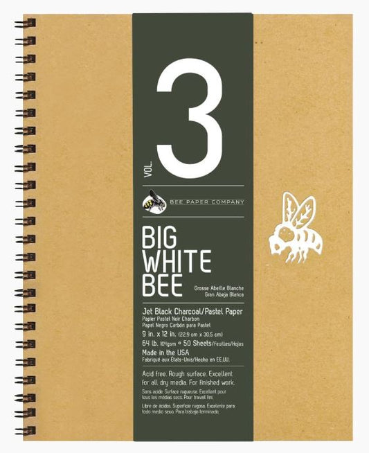 Bee Paper Company Big White Bee Sketchbook Black Charcoal 9" x 12"