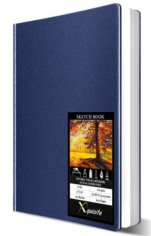 Xquisite Premium Hardbound Sketch Book 9" x 6" 70 lb Paper 112 Sheets