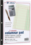 Columnar Analysis Pad, 2 Column Ledger, 8.5" x 11", 100 Pages