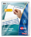 Print & Apply Clear Label Dividers 3 Tab White 5 Set