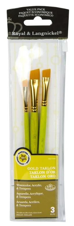 Golden Taklon Angular Brush Set Pkg. 3
