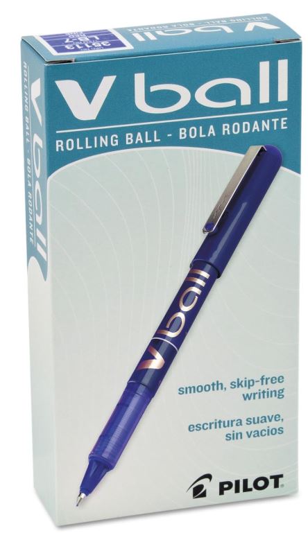 VBall Liquid Ink Rolling Ball Stick Pens Fine Poin, Blue Ink CJ. 12