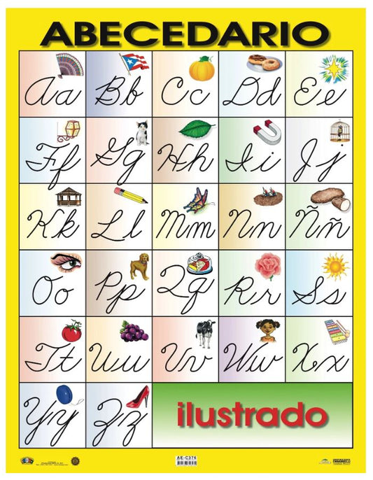 Cartel Abecedario Ilustrado - Cursivo