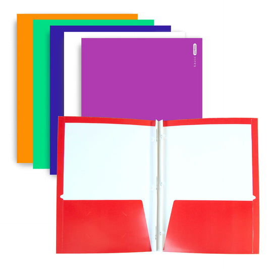 GLOSSY LAMINATED 2-POCKET PORTFOLIOS W/ 3-PRONG FA