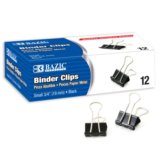 BINDER CLIPS SMALL 3/4" PQ.12