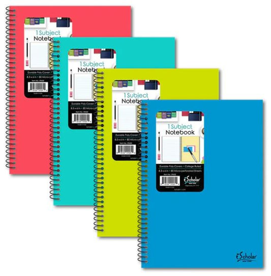 1 Subject Poly Notebook College Ruled 8.3" x 6" 80 Sheets