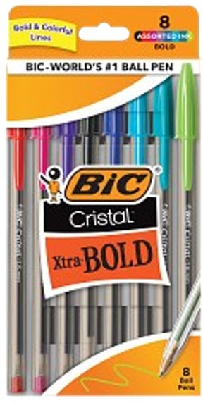 Cristal XtraBold Ball Pen  8 Paq. Asst