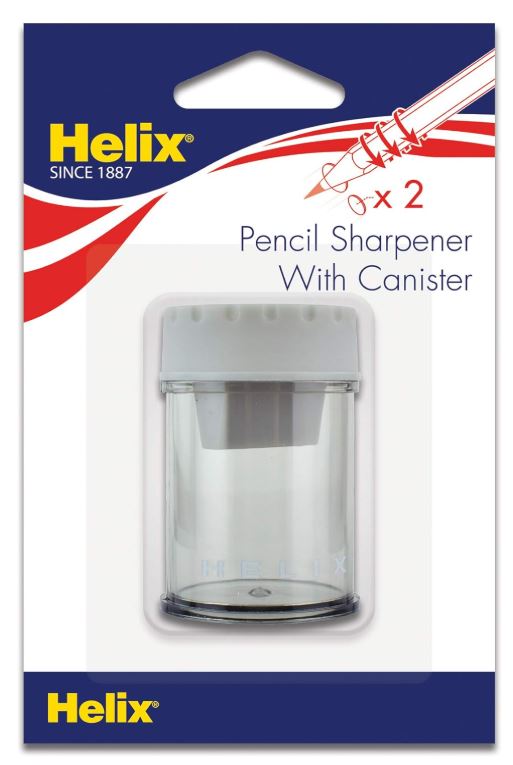 Helix Canister 2 Hole Pencil Sharpener Assorted Colors