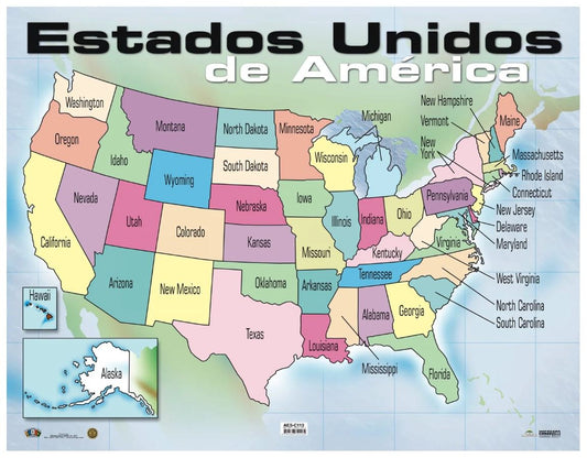 Cartel Mapa De Los Estados Unidos