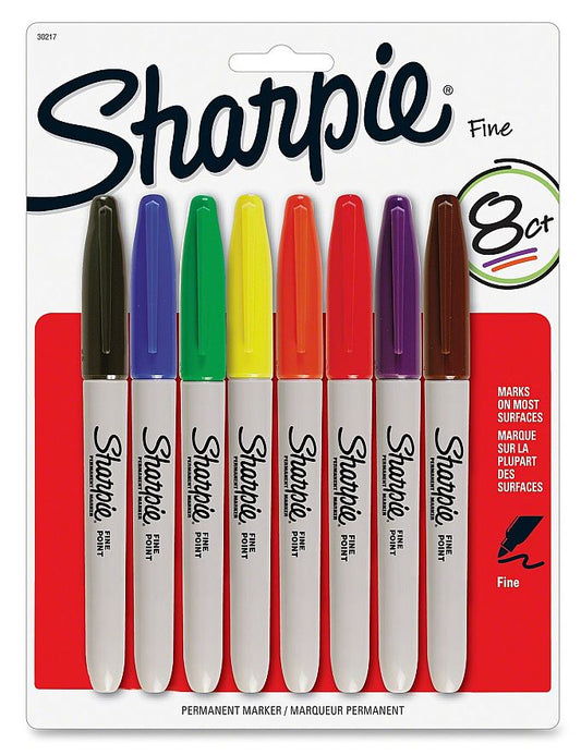 Sharpie Permanent Markers Fine Assorted Colors Pkg. 8