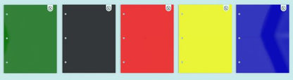 PAPER PORTFOLIOS IN PDQ- CLASSIC COLORS (RED, YELLOW, BLUE, GREEN, BLACK)