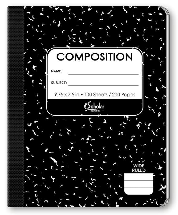 Black and White Marble Composition Book 100 Sheet