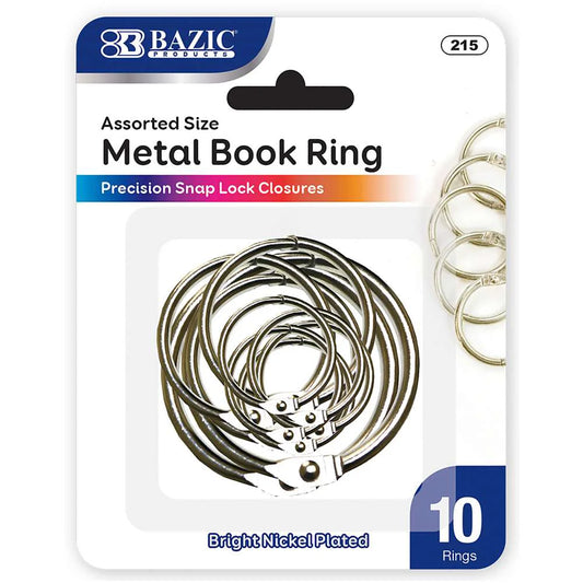 METAL BOOK RINGS ASSORTED SIZE PQ.10