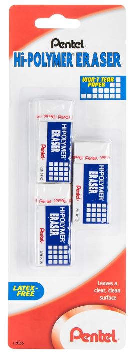 Hi-Polymer Block Eraser Small Pkg. 3