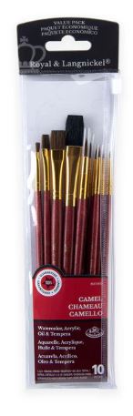 Camel Hair Variety Brush Set Pkg. 10