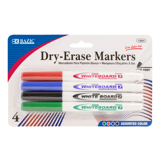 DRY ERASE MARKERS ASST. FINE PQT.4