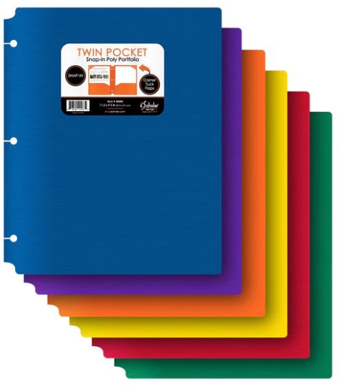 Twin Pocket Poly Portfolio With Hole Punch