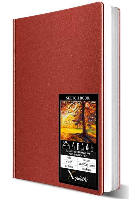 Xquisite Premium Hardbound Sketch Book 9" x 6" 70 lb Paper 112 Sheets