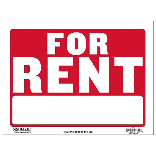 FOR RENT SIGN 12" X 16"