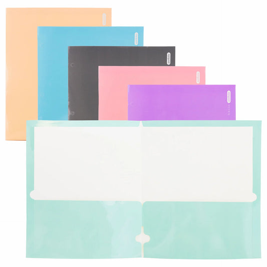 GLOSSY LAMINATED PASTEL COLOR 2-POCKETS PORTFOLIOS