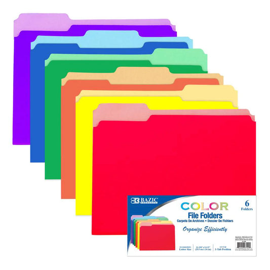 COLOR FILE FOLDER 1/3 CUT LETTER PQ.6
