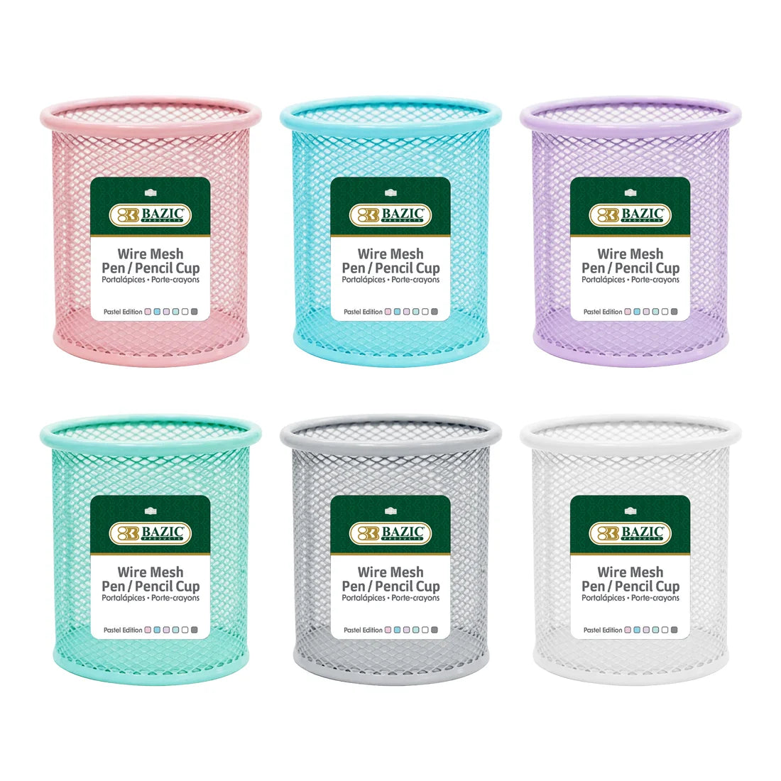 Assorted Color Wire Mesh Pen Cup Holder