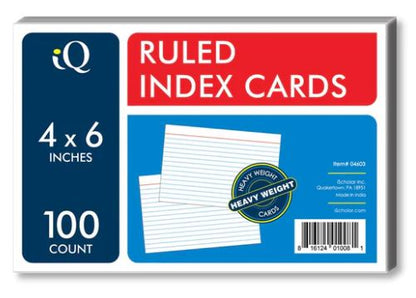 Index Cards White Ruled 4" x 6" Pkg. 100