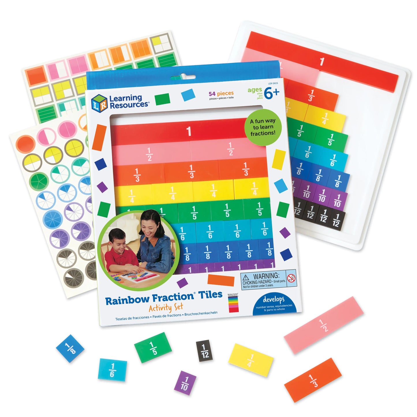 RAINBOW FRACTION TILES W/TRAY
