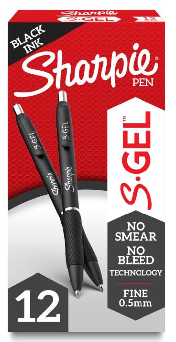 Sharpie S-Gel Pens Fine Point 0.5 mm Black Cj. 12