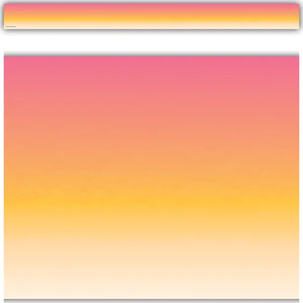Pink and Orange Color Wash Straight Border Trim