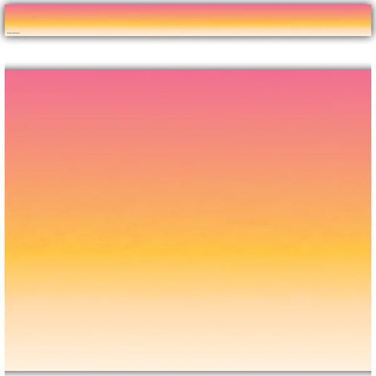 Pink and Orange Color Wash Straight Border Trim